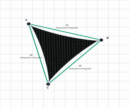 Custom Monotec 370 Shade Sail - Domino Black - 3 Corner - Technical Drawing